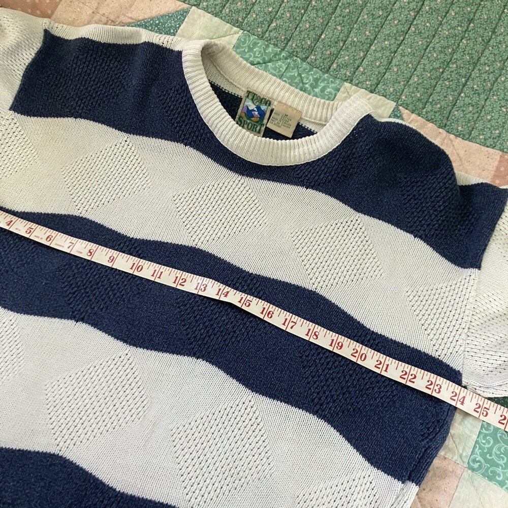 Vintage TT&Co Sport Sweater Womens M‎ Coastal Striped Grandpa Pullover - Picture 10 of 11